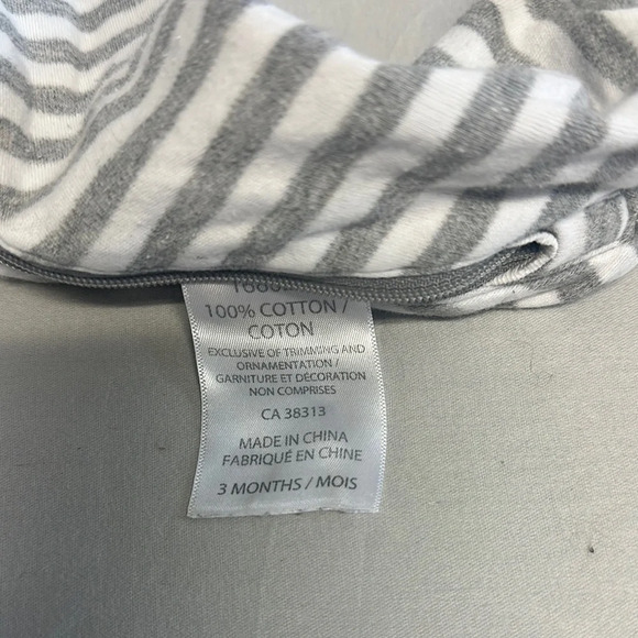 Tuffy - Gray and White Striped Baby Onesie with Chick Patch - Picture 3 of 3